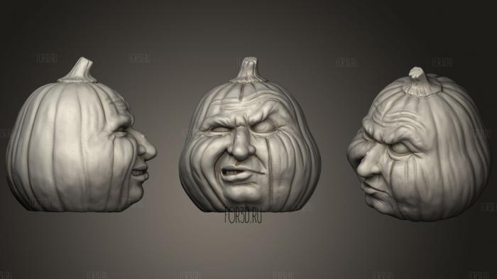 Grumpy Pumpkin 3d stl for CNC